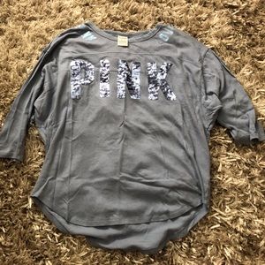 A blue sequence Pink by Victorias secret shirt